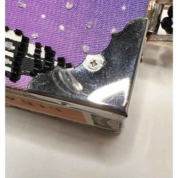 Vintage Imported Braciano Fine Cigars Beaded Box Case Purse Bag Night Skyline - Picture 15 of 16